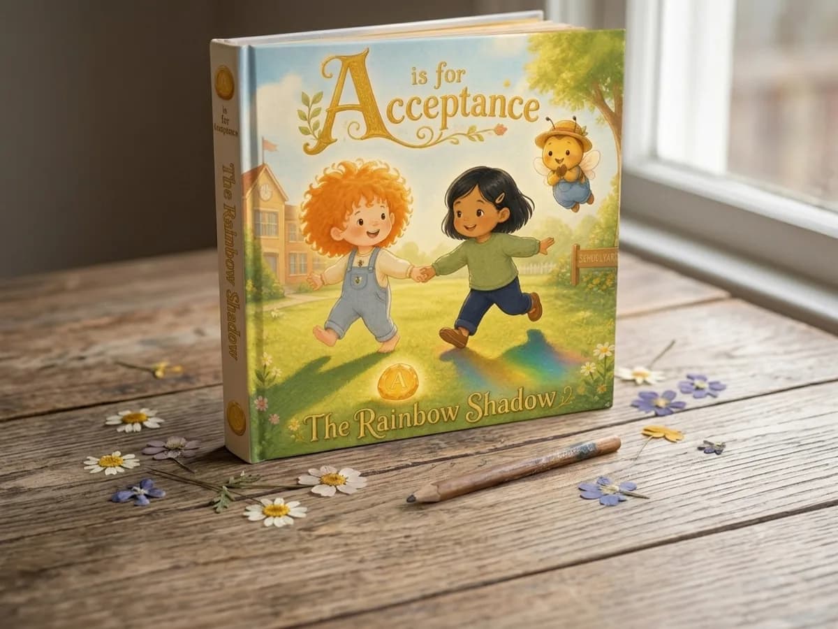 One hardcover picture book standing on its own, cover painted in watercolour.